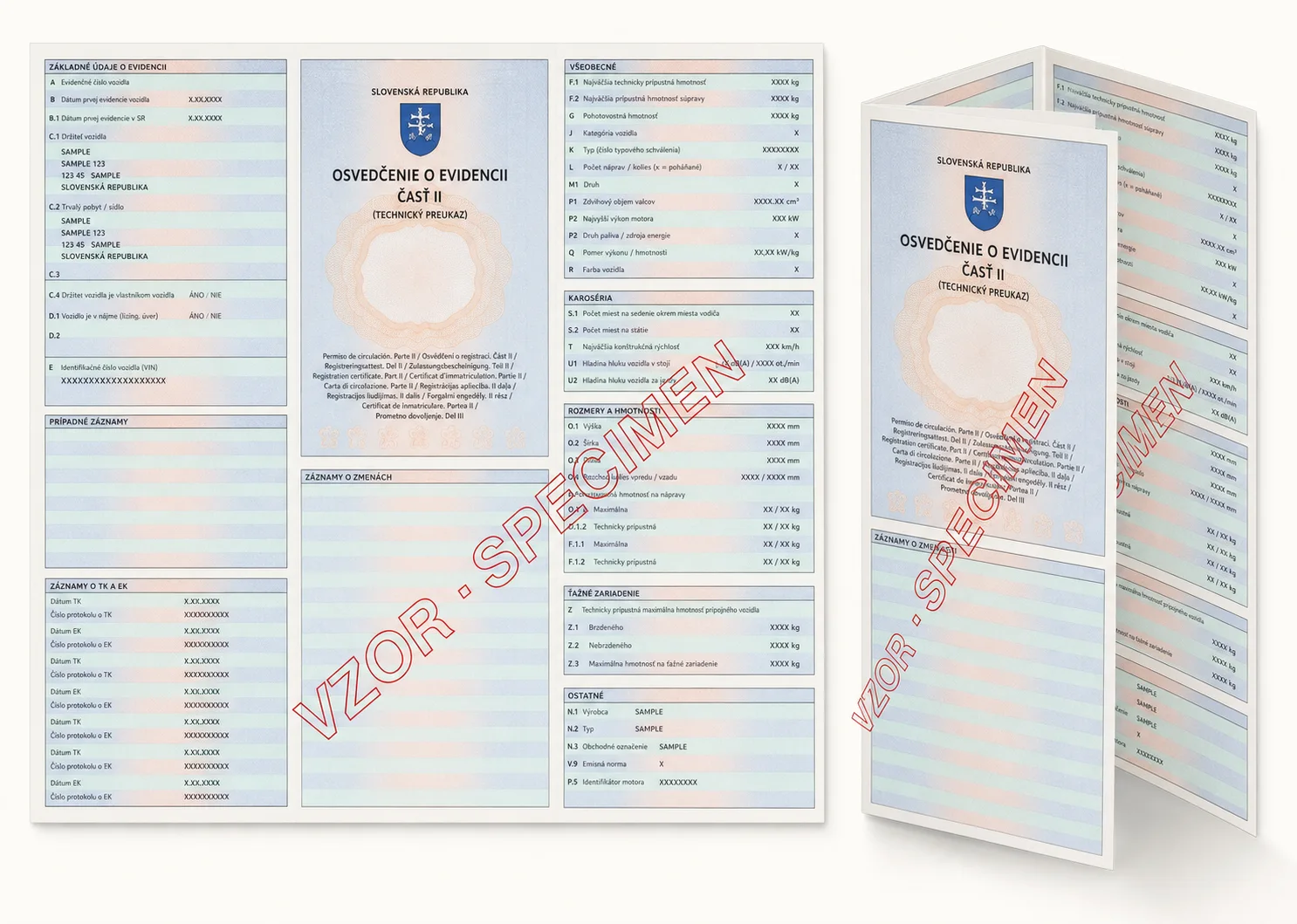 AI specimen of the Slovak large folded technical certificate